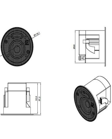 CELO2D Diffusore da controsoffitto HIGH-END, sottile, driver 2, 10 watt 16 ohm